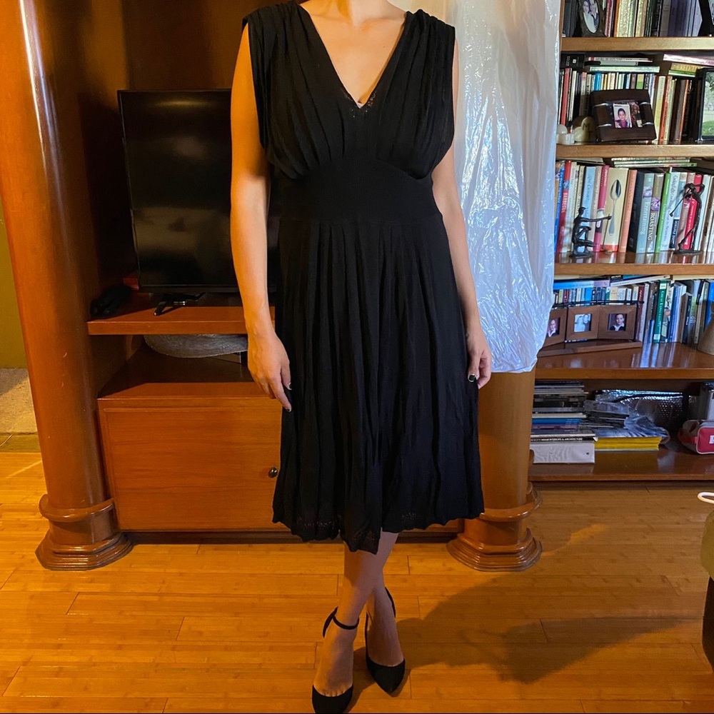Black Midi Dress V neck